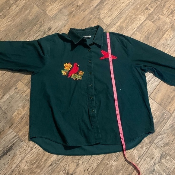 Bonworth forest green corduroy long sleeve button-up with cardinal patches - Picture 5 of 6